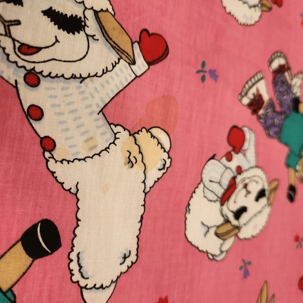 Vtg 1994 Lamb Chop Fabric Shari Lewis Pink Cotton 44x46 A.E. Nathan Co Rare Yard